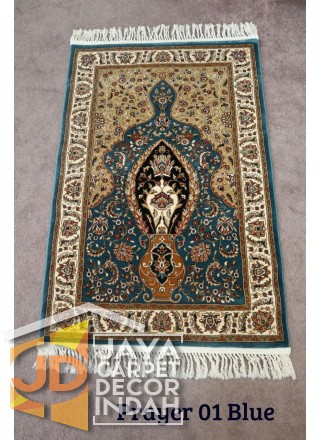 Sajadah Imam  Solomon  motif Prayer 01 Blue ukuran 80 cm x 120 cm 